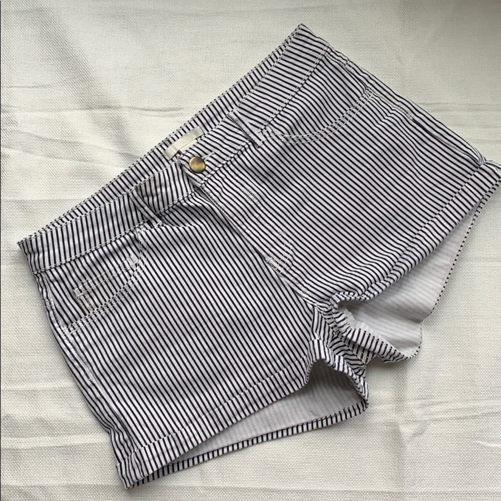 Navy Blue & White Vertical Striped H&M Shorts